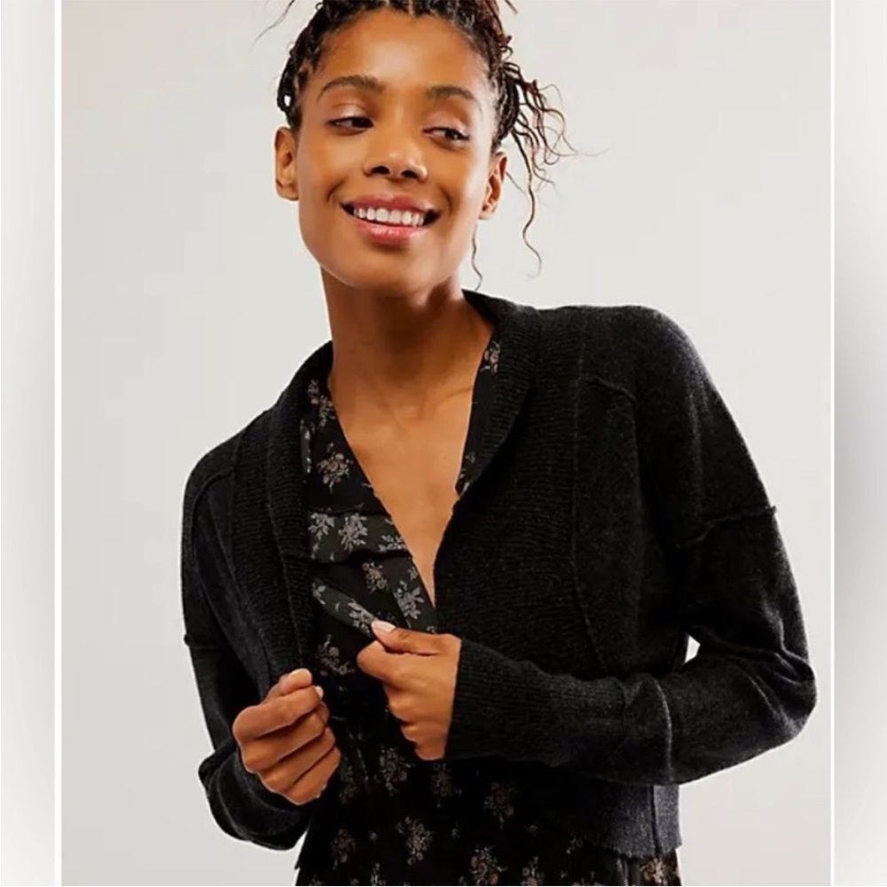 Free People Disco Cashmere Sweater Shrug Black M